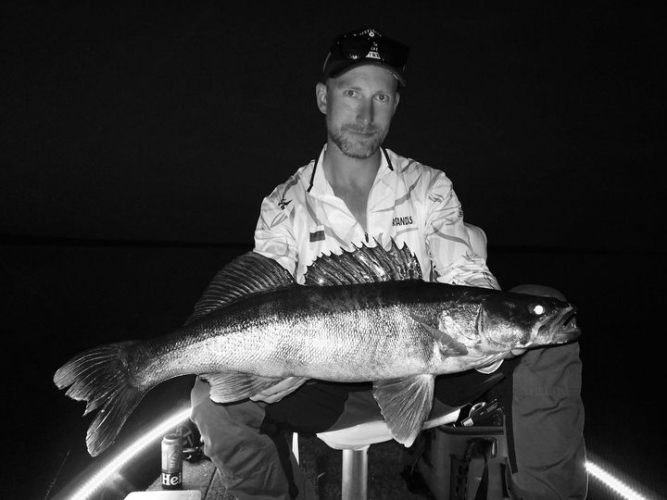 Boat fishing for Zander In Sweden